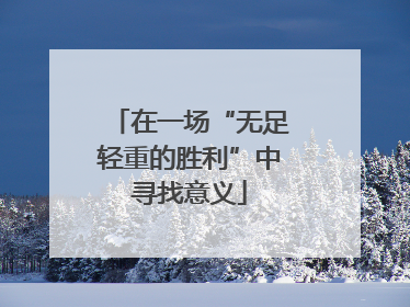 在一场“无足轻重的胜利”中寻找意义